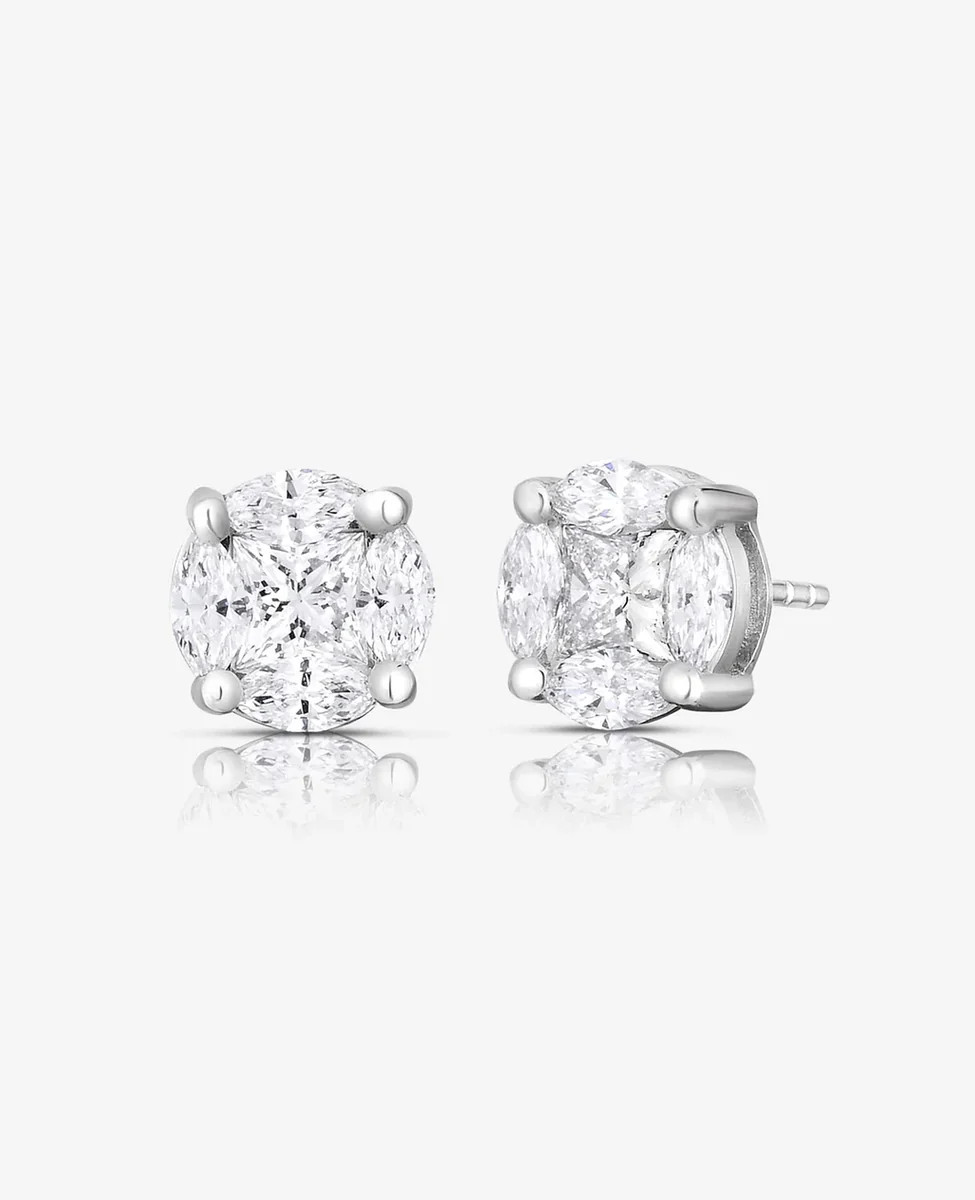 Round Illusion Diamond Studs | Ring Concierge