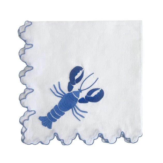 Blue Lobster Linen Napkin Set | Cailini Coastal