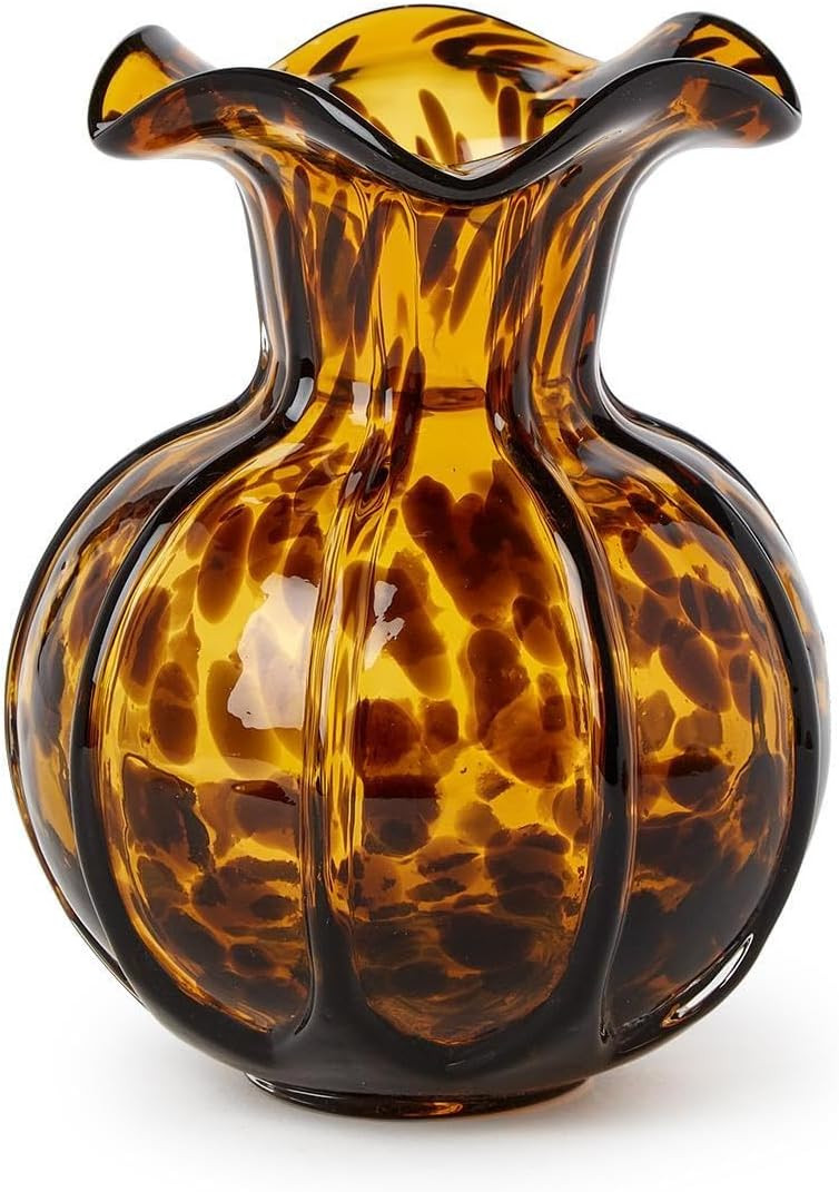 Two's Company Ruffled Tortoise Print Vase, 6.5-Inch, Glass | Amazon (US)