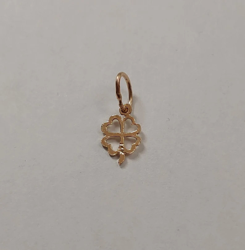 New 14k Yellow Gold Mini Four Leaf Clover Charm Pendant - Etsy | Etsy (US)
