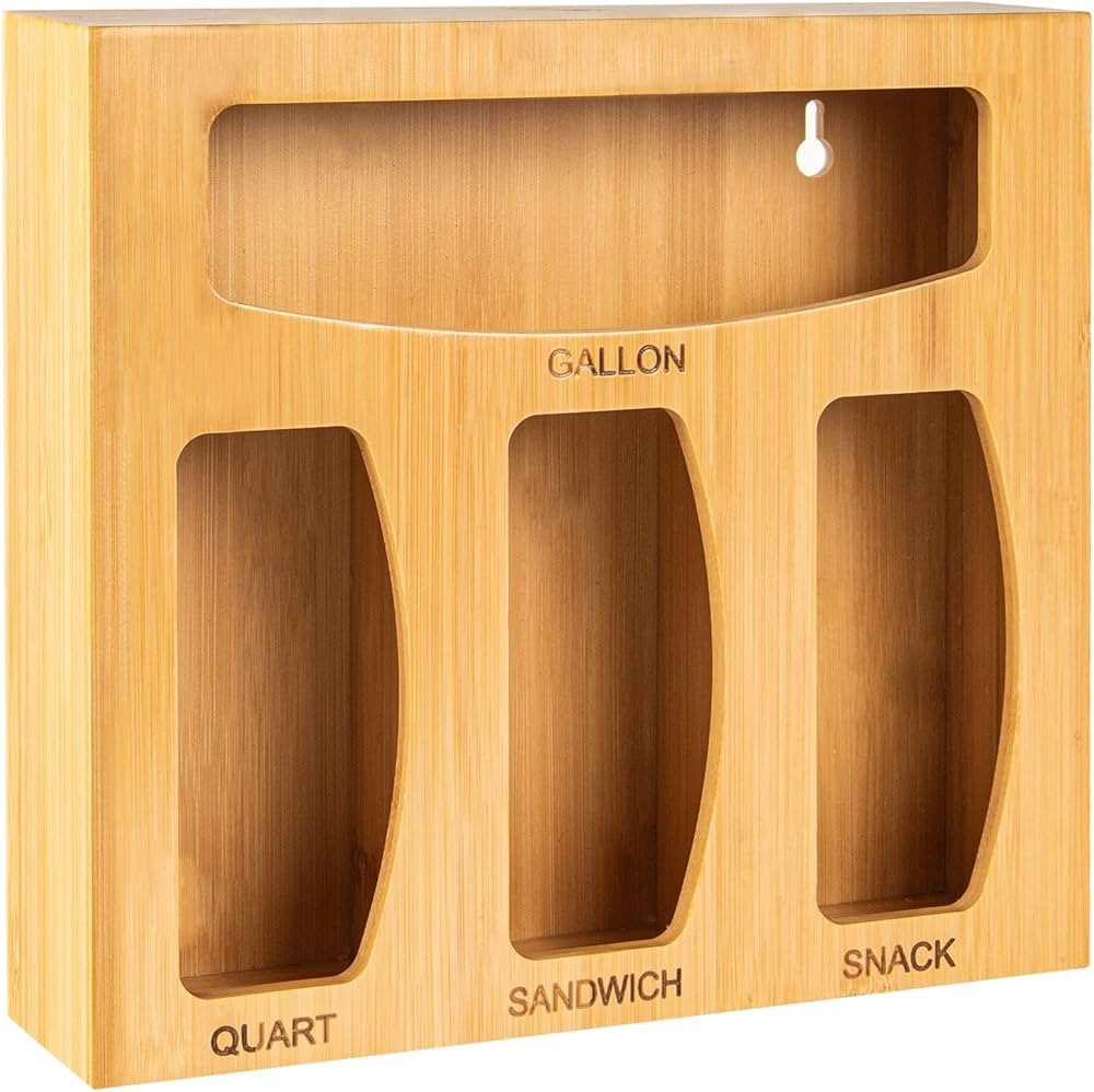 NIKUY Bamboo Ziplock Bag Organizer for Drawer, Food Storage Organizer Sandwich Bag Organizer for ... | Amazon (US)