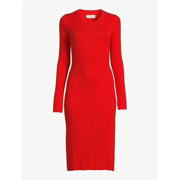 Free Assembly Women's Pleated Sweater Midi Dress | Walmart (US)