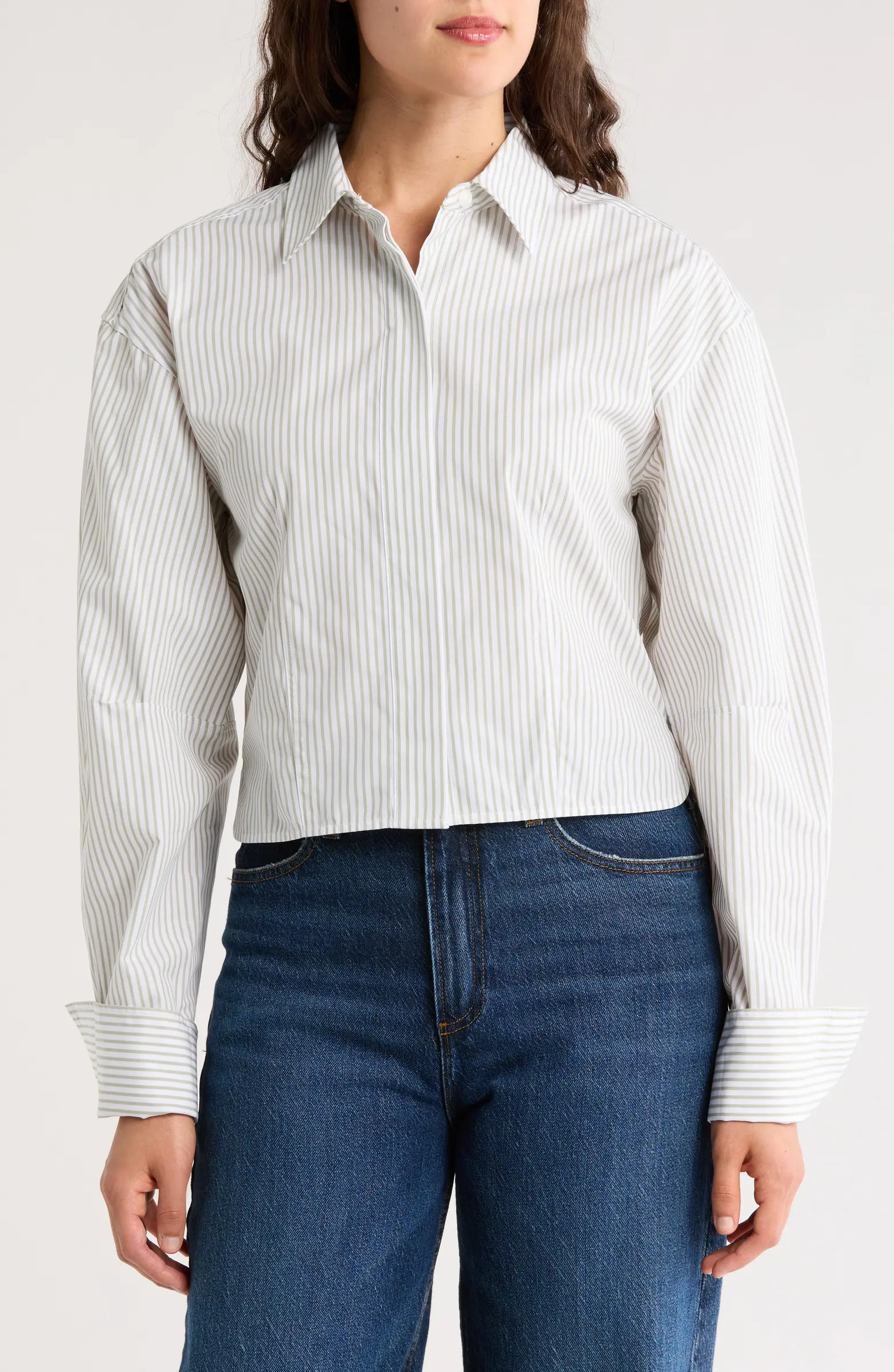 rag & bone Becca Stripe Crop Poplin Button-Up Shirt | Nordstromrack | Nordstrom Rack