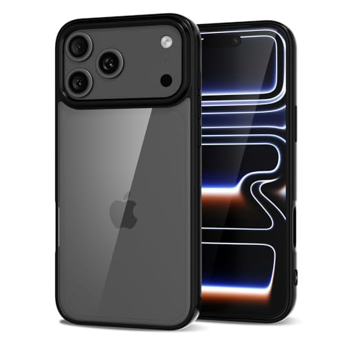 LoeoeL for iPhone 17 Pro Max Case Clear, Transparent Hybrid iPhone 17 Pro Max Phone Case [Hard Plastic & Soft Silicone Bumper] Acrylic Non Yellowing Thin Slim Protective Cover for Women, Black | Amazon (US)