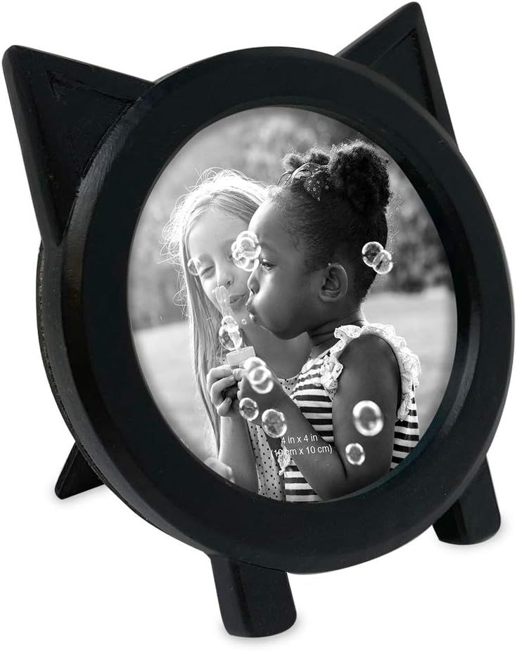Isaac Jacobs 4x4 Round Resin Sentiment Cat Picture Frame with Ears, Photo Tabletop & Wall Display... | Amazon (US)
