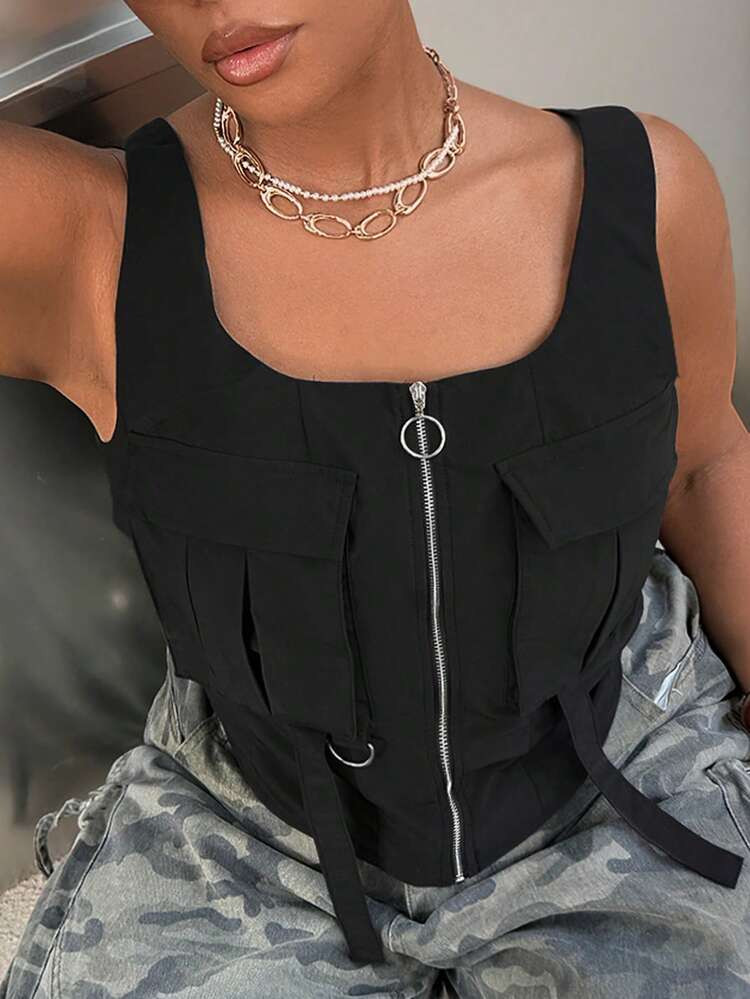 Muchica Plus Size Women Summer Casual Street Wear Sleeveless Cropped Top | SHEIN