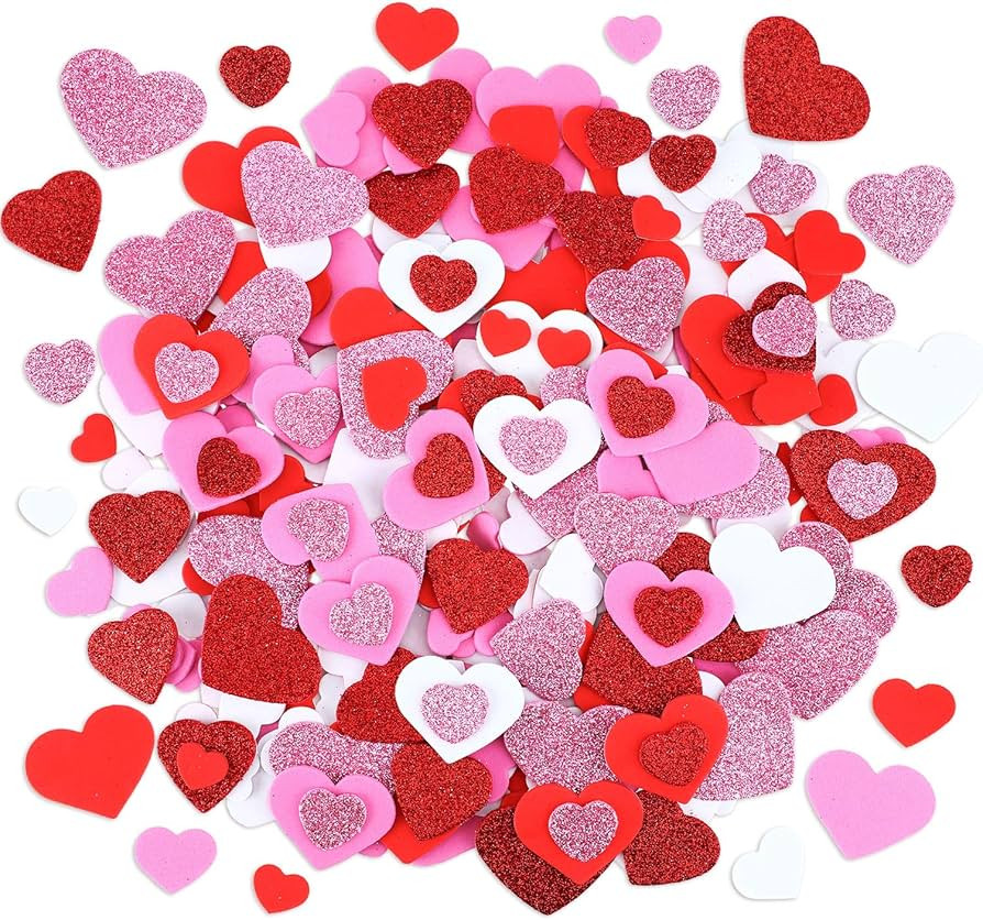 Heart Shape Stickers Foam Glitter Decals Self Adhesive Valentine Stickers for Valentine's Day Wed... | Amazon (US)