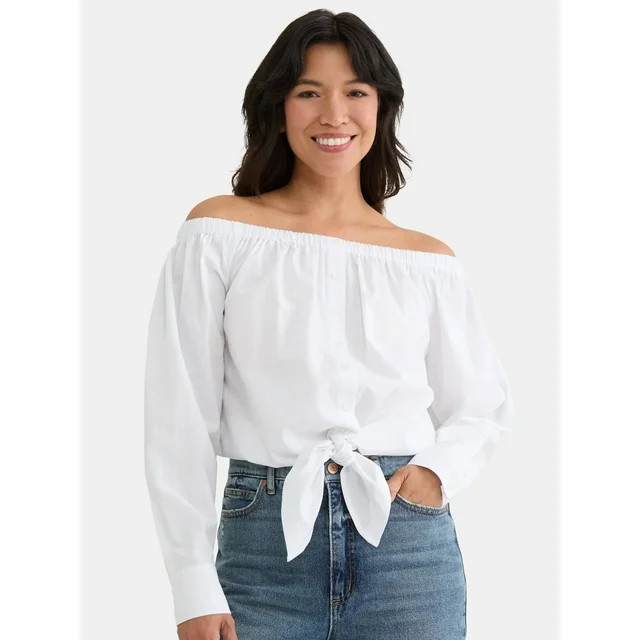 Time and Tru Women's Off The Shoulder Blouse, Sizes XS-XXXL | Walmart (US)