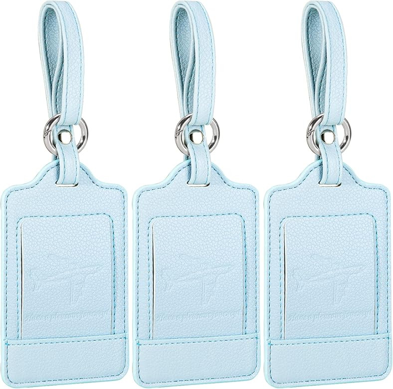 Teskyer Luggage Tags, 3 Pack Premium PU Leahter Luggage Tags Privacy Protection Travel Bag Labels... | Amazon (US)