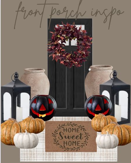 Fall porch decor, Halloween decor, fall wreaths, layered doormat 

#LTKfindsunder100 #LTKSeasonal #LTKHalloween
