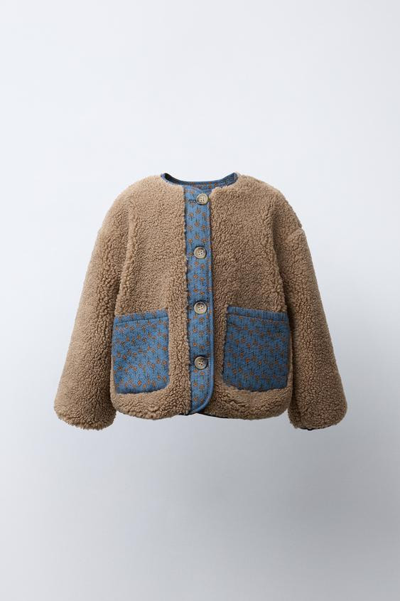 PATCHWORK FLEECE JACKET WITH FLOWERS | Zara US