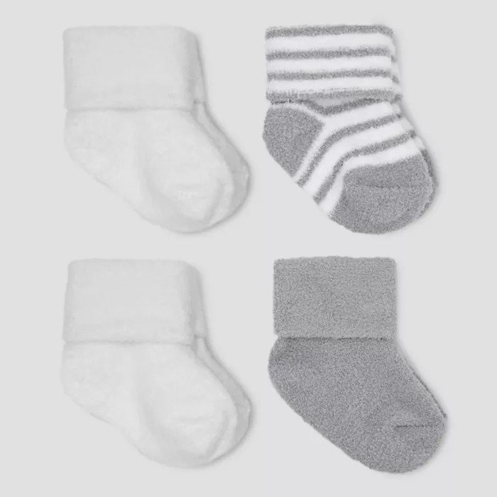 Baby Boys' 4pk Chenille Socks - Just One You® made by carter's Gray/White 3-12M | Target
