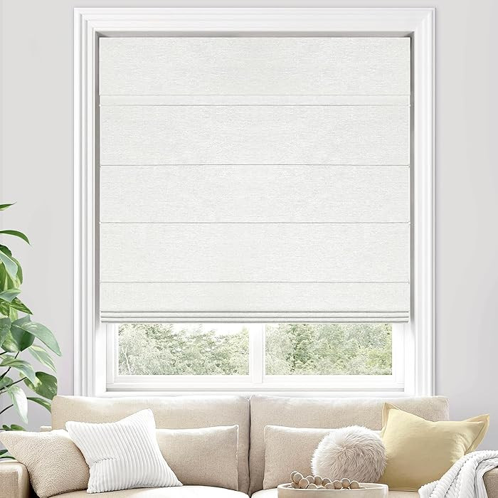 100% Blackout Cordless Roman Shades for Indoor Windows & French Doors, 34 3/4" W × 60" H - Black... | Amazon (US)