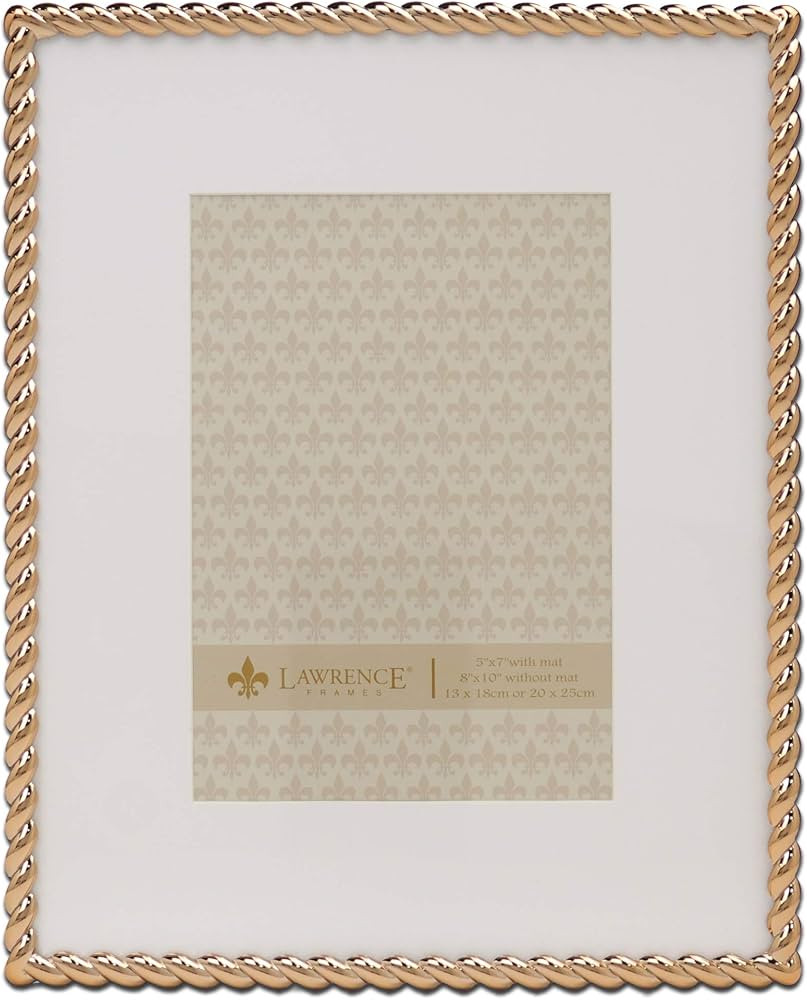 Lawrence Frames Rope Design Metal Frame, 8x10, Matted 5x7, Gold | Amazon (US)