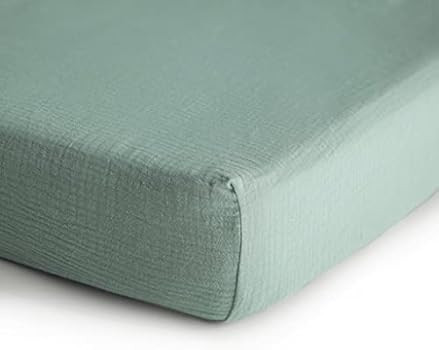 mushie Extra Soft Muslin Fitted Crib Sheet | 28"x 52" (Roman Green) | Amazon (US)
