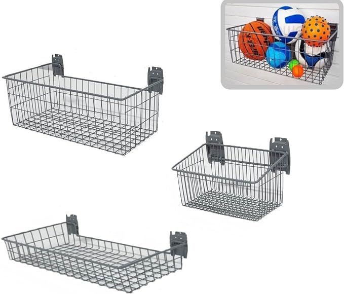 Nisorpa Slatwall Baskets 3 Pack, Metal Slatwall Storage, Wall Mounted Basket for Hanging Storage ... | Amazon (US)