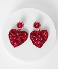 Hand Beaded Heart Earrings | Joe Browns