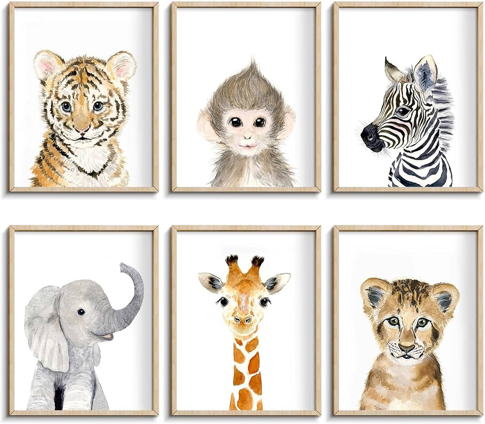 Nursery Baby Room Wall Art Decor, Jungle Nursery Baby Animal of Tiger Lion Elephant Decorations, ... | Amazon (US)