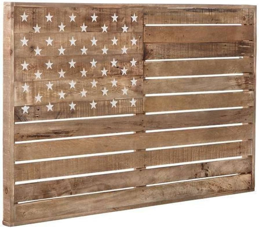 Signature Design by Ashley Jonway American Flag Design Wooden Wall Decor, 45 x 30 Inches, Brown | Amazon (US)
