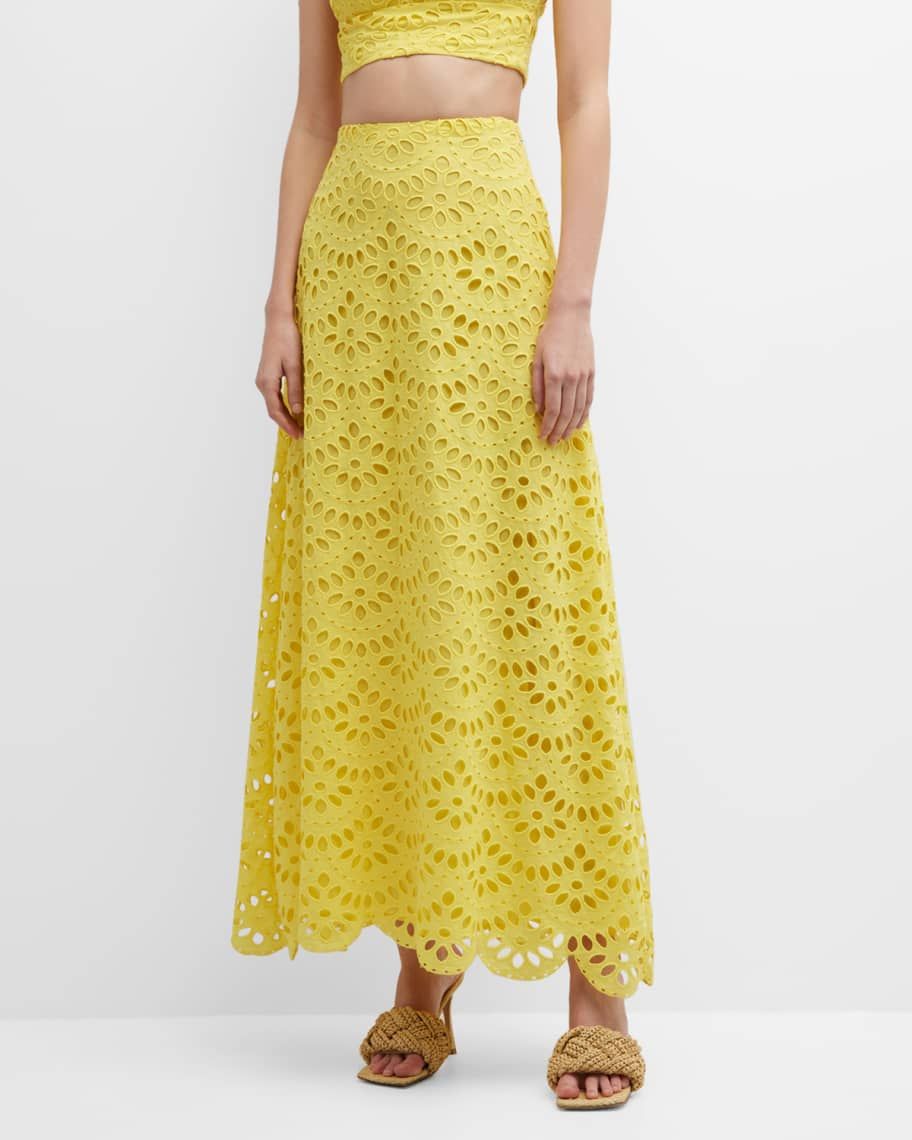 Figue Poppy Eyelet Embroidered Maxi Skirt | Neiman Marcus