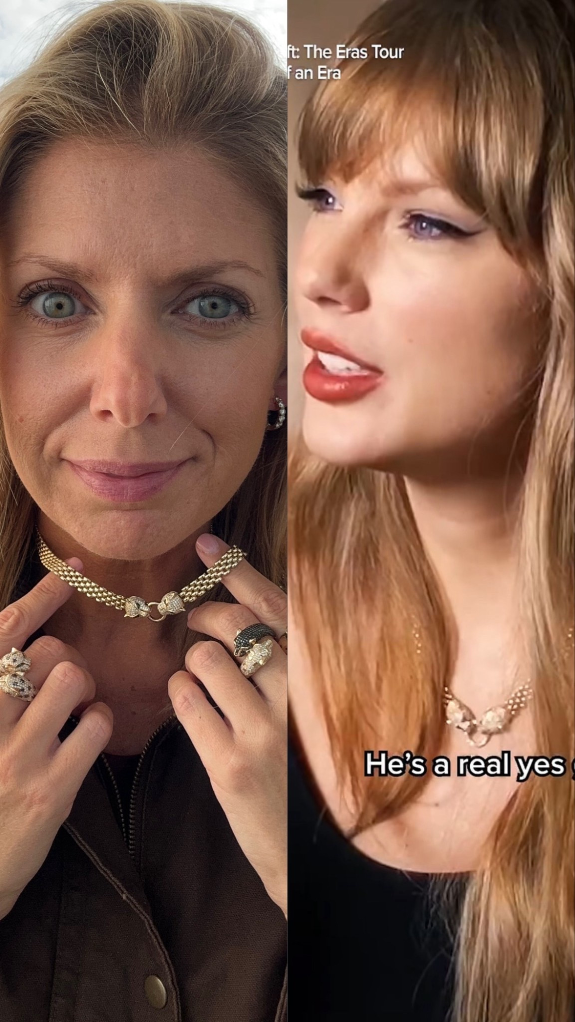 Spotted Taylor in the same Effy yellow gold & diamond necklace!
Linked a few versions and they’re on sale now. 

Taylor swift
Eras tour documentary 
Fine jewelry
Panther necklace 


#LTKGiftGuide #LTKSaleAlert #LTKOver40