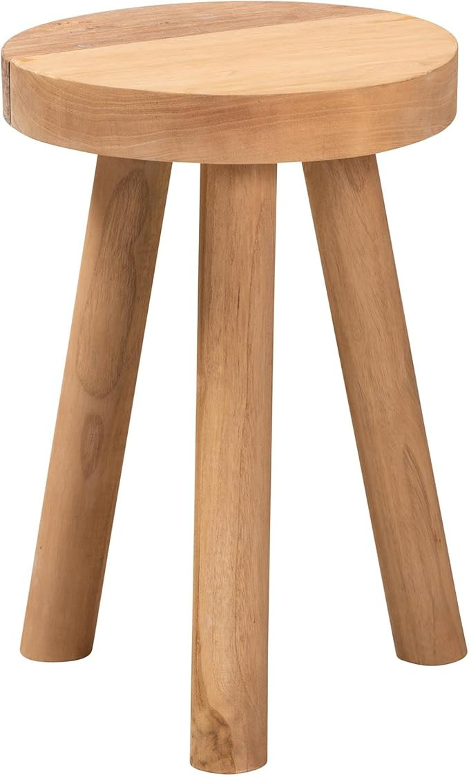 bali & pari Terah Mid-Century Modern Natural Finsihed Solid Teak Wood Ottoman/Footstool | Amazon (US)