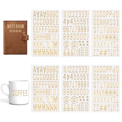 6 Sheets Letter and Number Stickers, 1 Inch 3D Foam Self Adhesive Letter and Number Stickers Gold Puffy Alphabet and Number Stickers Stick Capital Letter Stickers for DIY Crafts Scrapbooking Poster | Amazon (US)