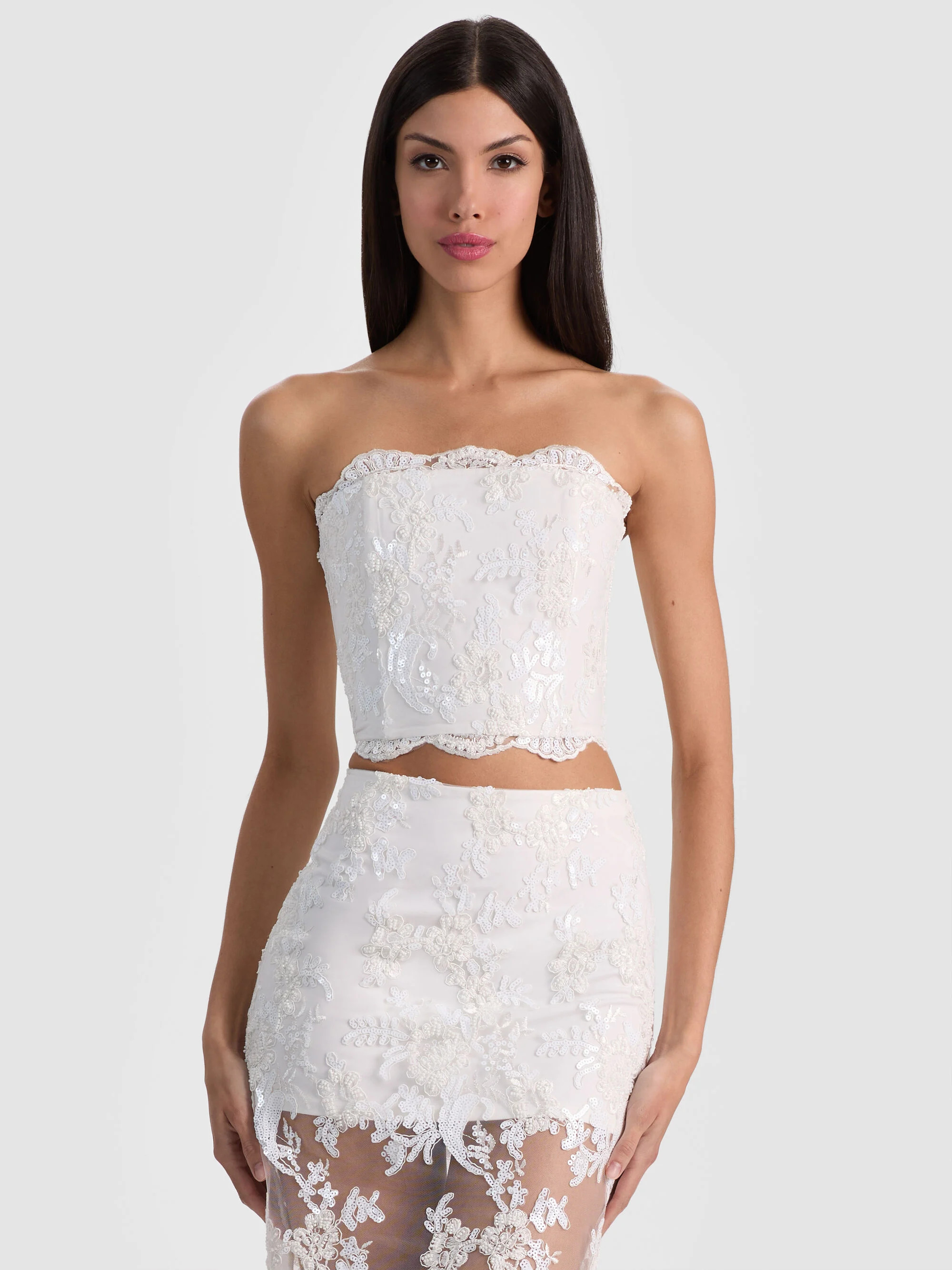 CERESI EMBELLISHED LACE BANDEAU TOP | Alice + Olivia