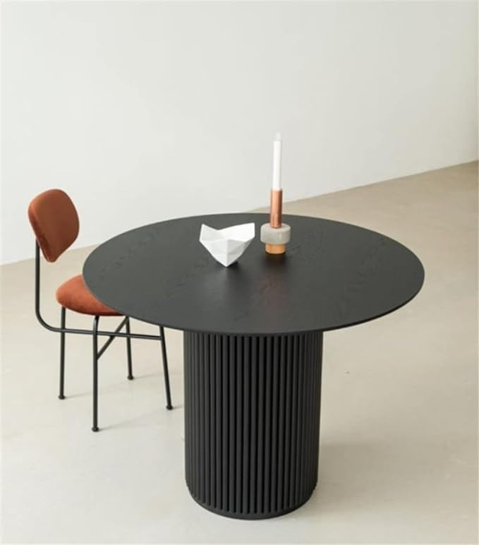 NIUYAO Round Solid Wood Dining Table Black, 35.5" W Circular Tabletop for Dining Room Kitchen Lei... | Amazon (US)