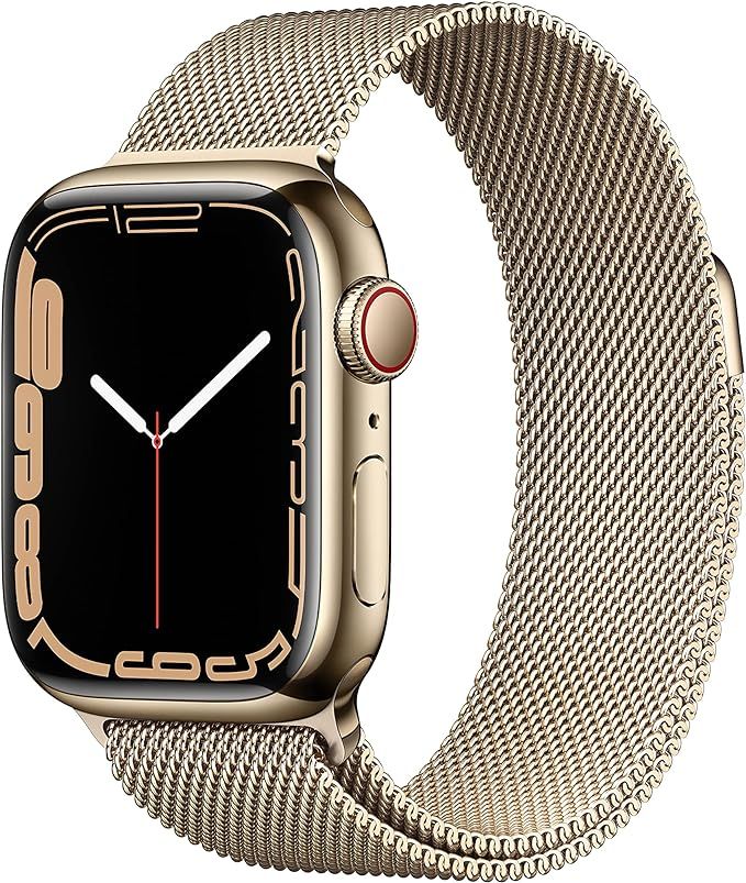 Apple Watch Series 7 [GPS + Cellular 41mm] Smart Watch w/ Gold Stainless Steel Case with Gold Mil... | Amazon (US)