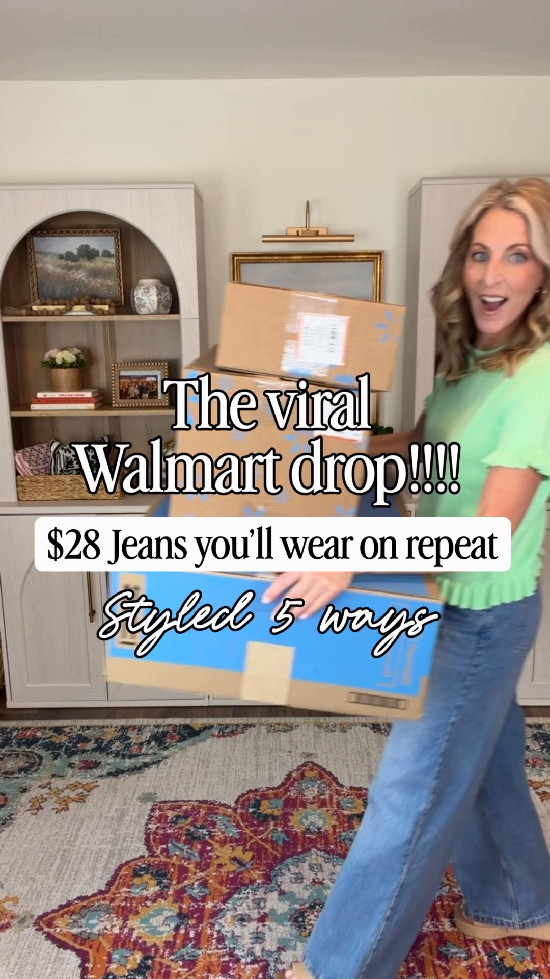
The viral Walmart drop added some denim…These Free Assembly wide leg cropped jeans are such a good refresh for your everyday denim… easy, flattering, and go with everything. Styled 5 ways and still can’t pick a favorite 🙌🏼. Comment WALMART and I’ll send you the links 

Wearing a size small in the top and XS in the jeans—trust me, you’ll live in these.
