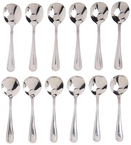 Winco 12-Piece Dots Bouillon Spoon Set, 18-0 Stainless Steel,Silver | Amazon (US)