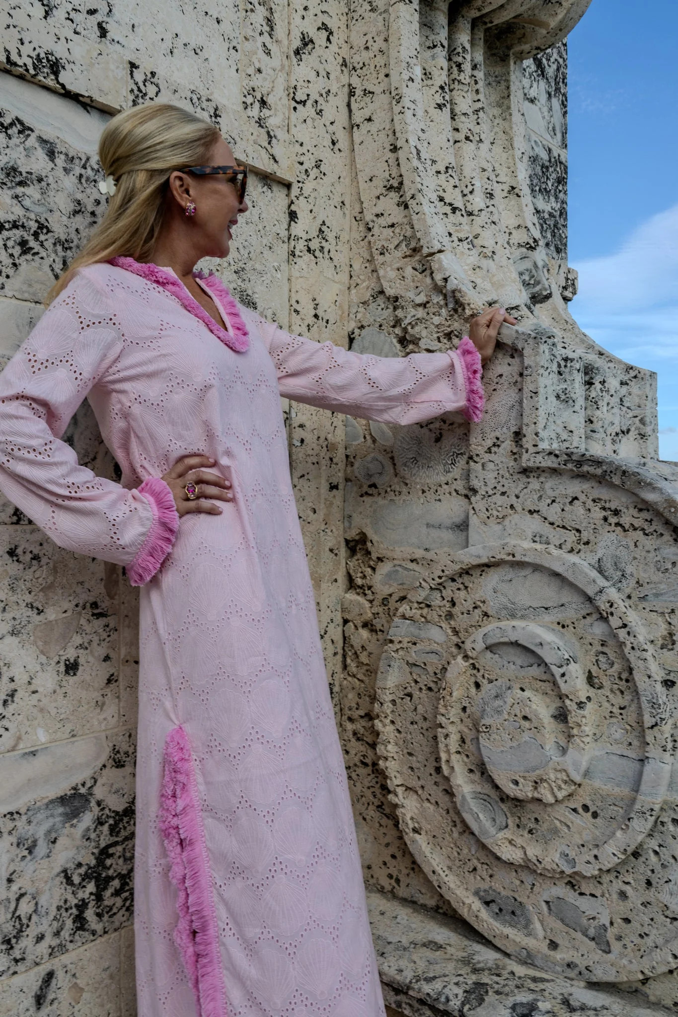 Hibiscus Shell Eyelet Caftan | Sail to Sable