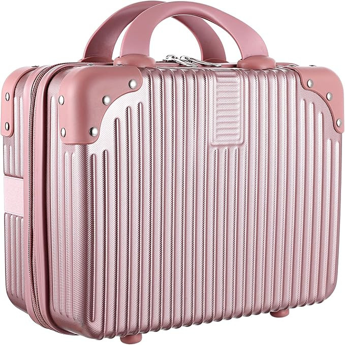 14 Inch Hard Shell Makeup Case, Portable Mini Makeup Suitcase for Hand Luggage with Elastic Band,... | Amazon (US)