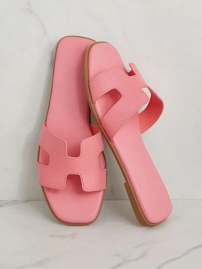 SHUZIA All-Time Bestseller Women's Luxe-Inspired Harness Cutout Open Toe Minimalist Palm Print Pu... | SHEIN