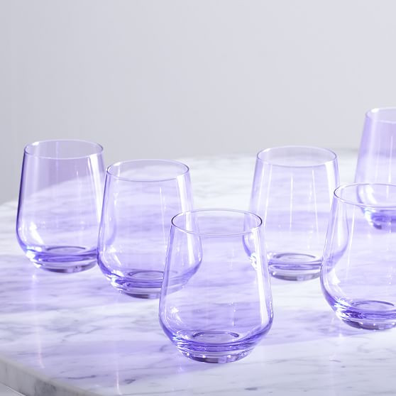 Estelle Colored Glass Stemless Wine Glass Lavender Colored | West Elm (US)