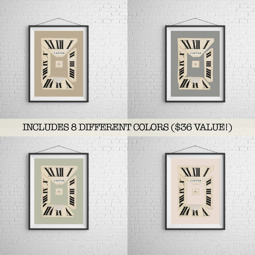 Chic Designer Clock Funky Retro Wall Art Print Trendy Poster Aesthetic Room Decor Earthy 8 Colors... | Etsy (US)