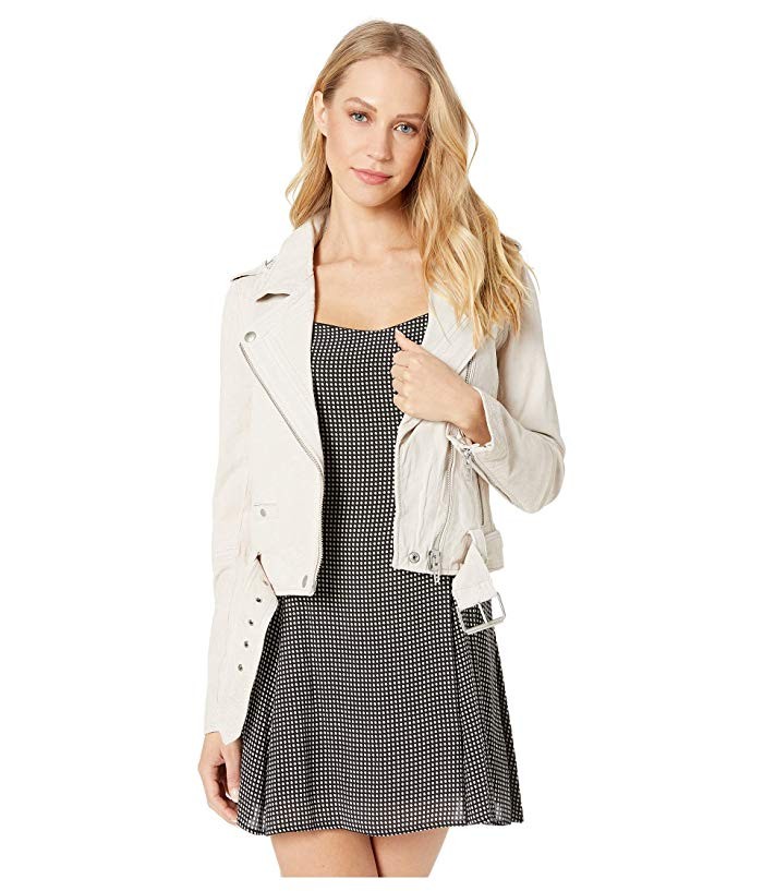 Blank NYC Suede Moto Jacket (White Sand) Women's Coat | Zappos