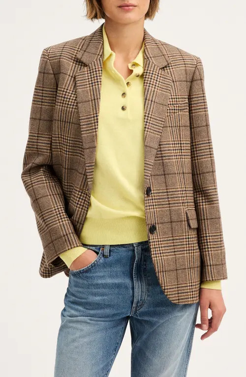 Madewell The Mercer Relaxed Blazer in Brown Black Plaid Multi at Nordstrom, Size Medium | Nordstrom