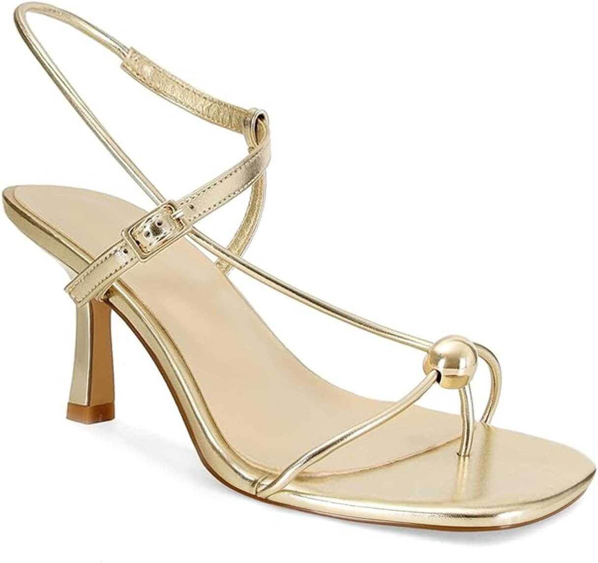 Womens Strappy Kitten Heeled Sandals Square Open Toe Thong Flip Flop Sandals Comfort Summer Dressy Beach Party Shoes | Amazon (US)