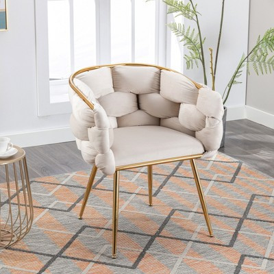 2 PCS Modern Velvet Upholstered Accent Chair with Curved Tufted Backrest, Beige-ModernLuxe | Target