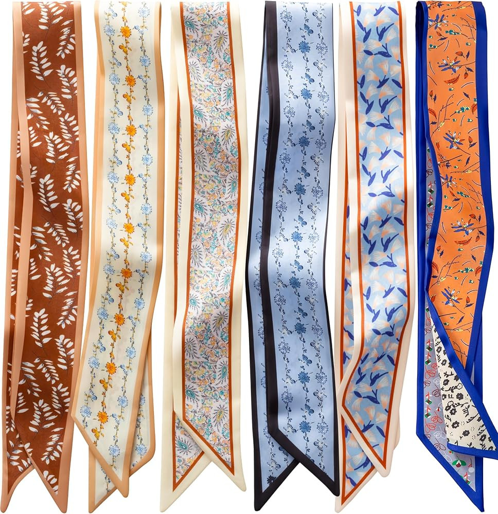 ZXZH 6 Pack Fashion Scarves for Women, Versatile Boho Head Scarf, Satin Scarf for Hair, Neck, Wri... | Amazon (US)