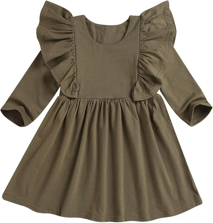 CM C&M WODRO Toddler Christmas Dresses Fall Winter Baby Girl Dress Outfit Clothes Cotton Ruffled ... | Amazon (US)