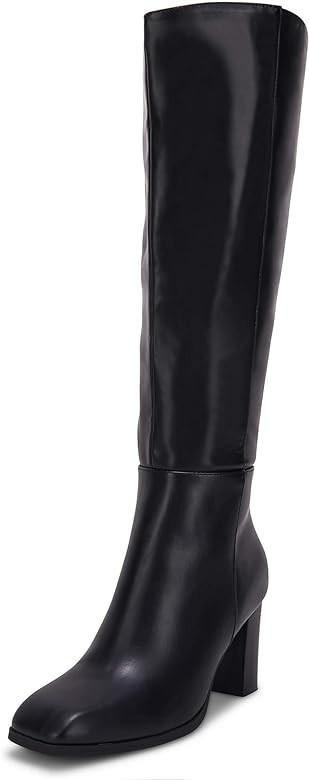 Coutgo Womens Knee High Boots Chunky Block Heels Square Toe Side Zipper Faux Suede Fall Winter Co... | Amazon (US)
