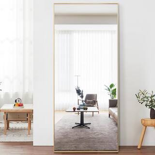 71 in. x 24 in. Modern Rectangle Shape Metal Framed Gold Standing Mirror Full Length Floor Mirror... | The Home Depot