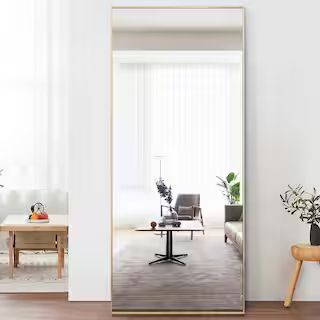 71 in. x 24 in. Modern Rectangle Shape Metal Framed Gold Standing Mirror Full Length Floor Mirror... | The Home Depot