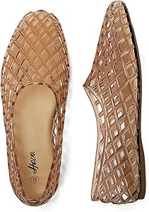 HEVA Women's Jelly Mesh Flats Breathable Clear Hollow Shoes Summer Beach Jellies Ballet Sandals | Amazon (US)