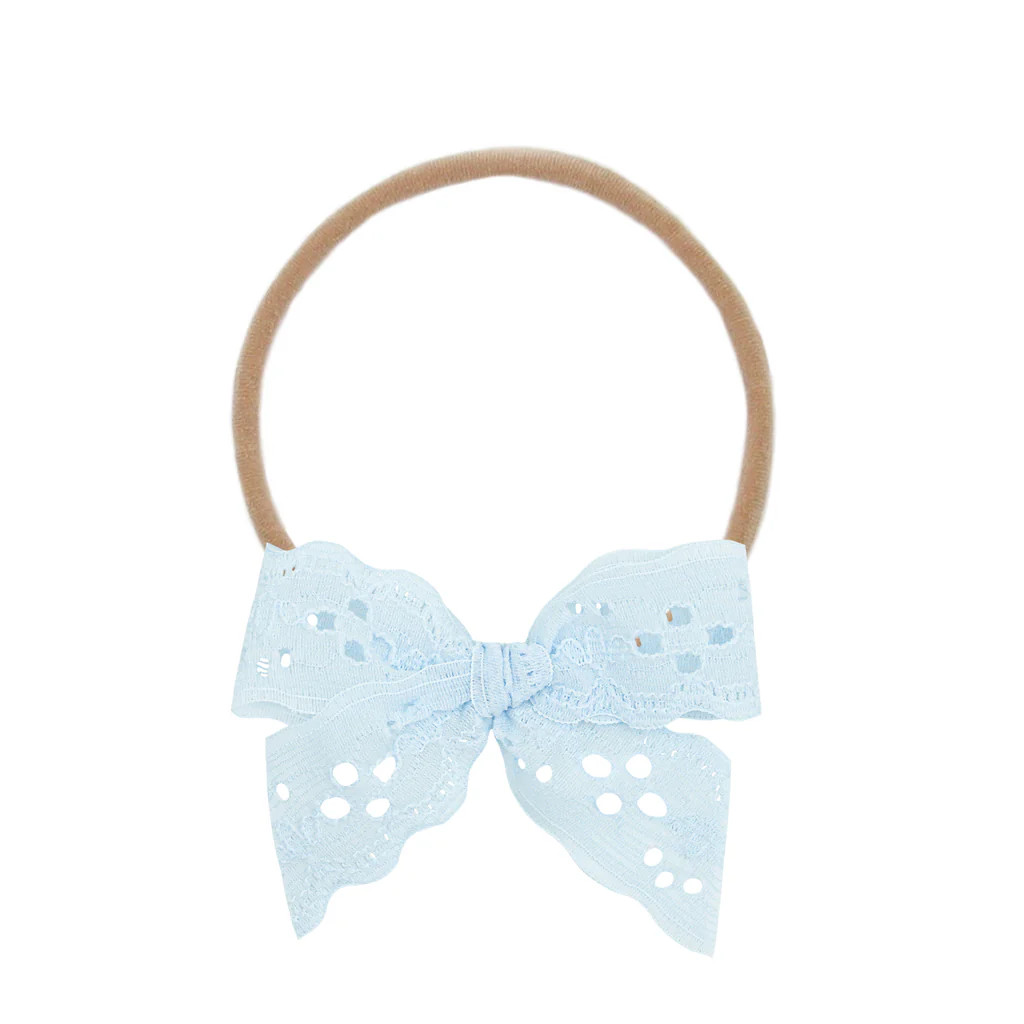 Lace Bow - Baby Blue Eyelet Headband | Lou Lou & Company