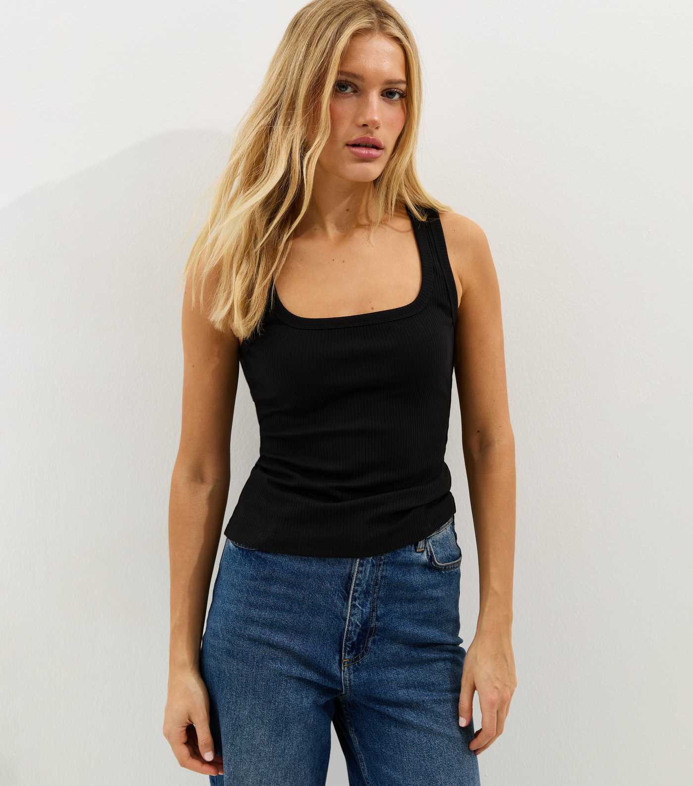 Black Square Neck Vest Top | New Look | New Look (UK)