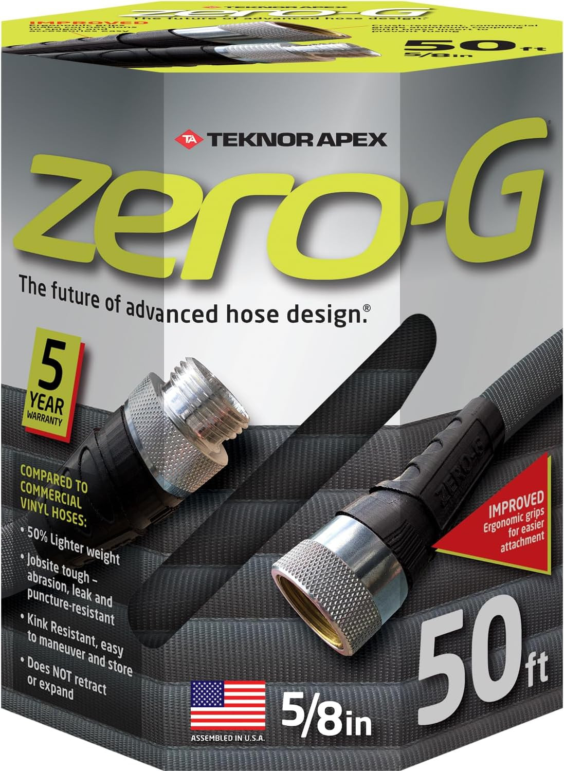 zero-G 4001-50 Lightweight, Ultra Flexible, Durable, Kink-Free Garden Hose, 5/8-Inch by 50-Feet,B... | Amazon (US)